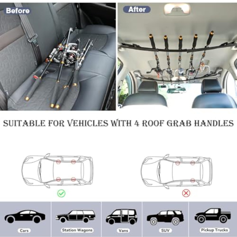 Fishing Pole Holder for Car, C - Fishing Rod Rack recensione e prezzo