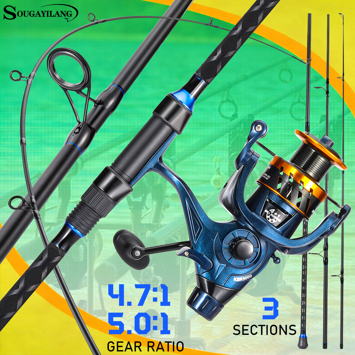 Sougayilang 3 Sections Surf Fi - Fishing Rod Carbon Fiber recensione e prezzo