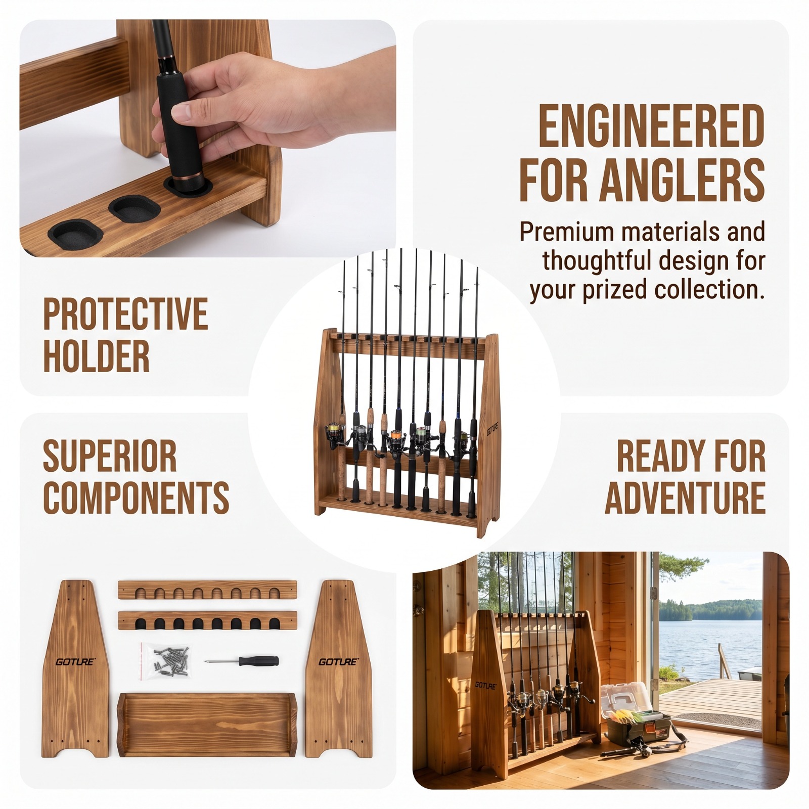 Goture 10 Slots Carbonized Pin - Fishing Rod Rack recensione e prezzo