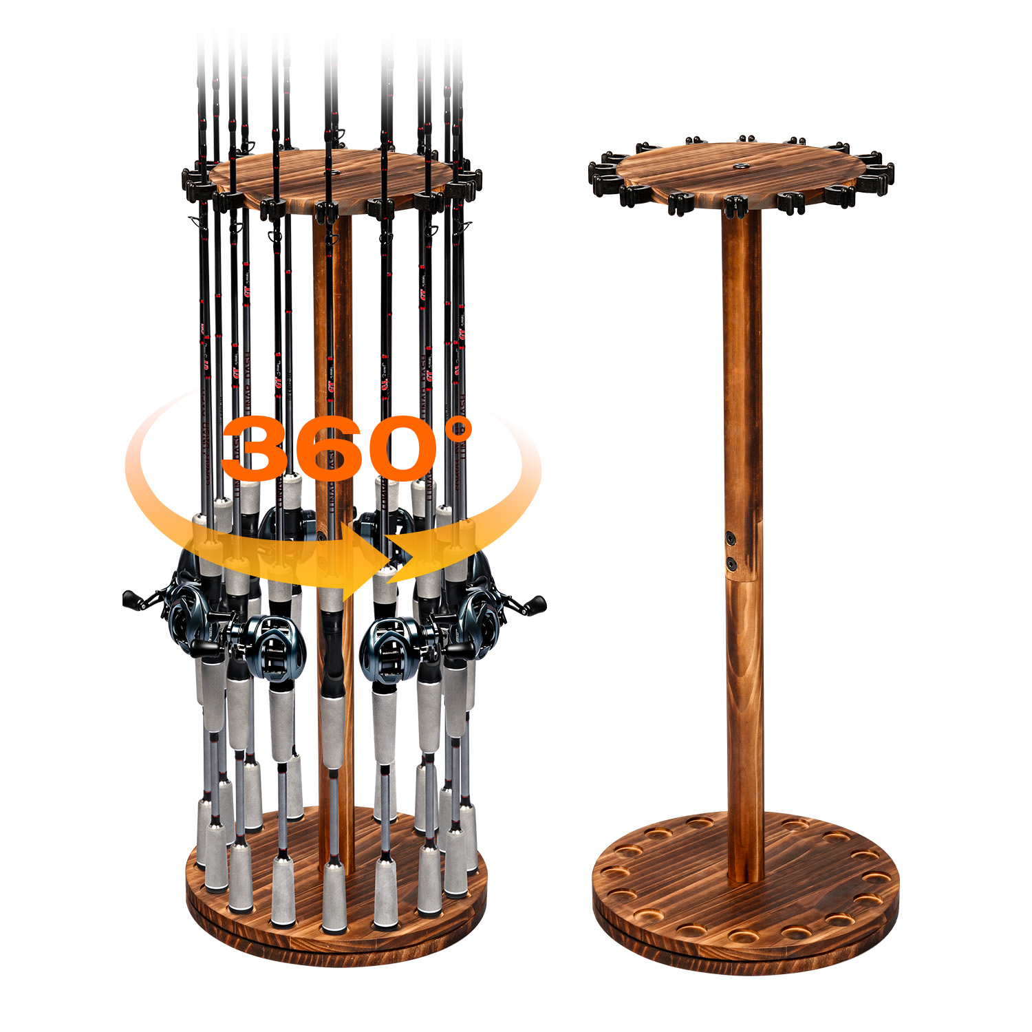 Round Carbonized Wood Fishing  - Fishing Rod Rack recensione e prezzo