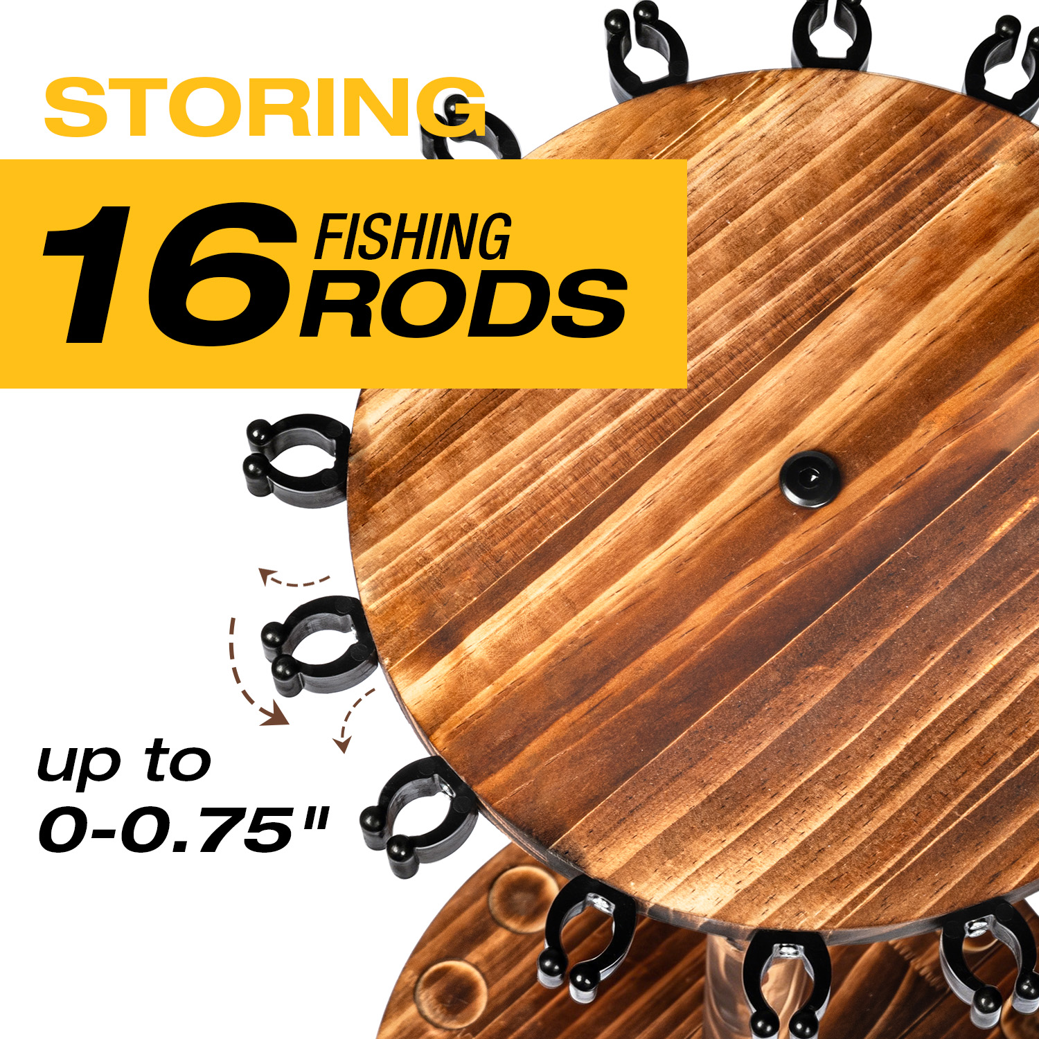 Round Carbonized Wood Fishing  - Fishing Rod Rack recensione e prezzo