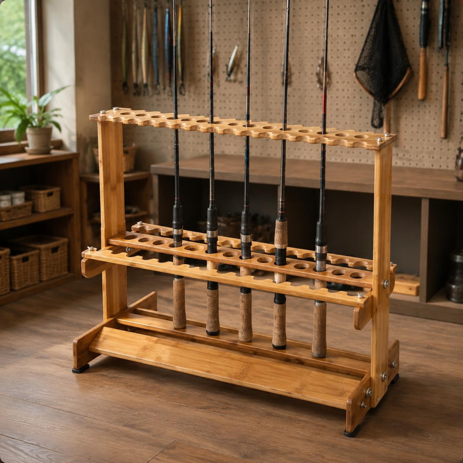 Bamboo Fishing Rod Rack Circul - Fishing Rod Rack recensione e prezzo