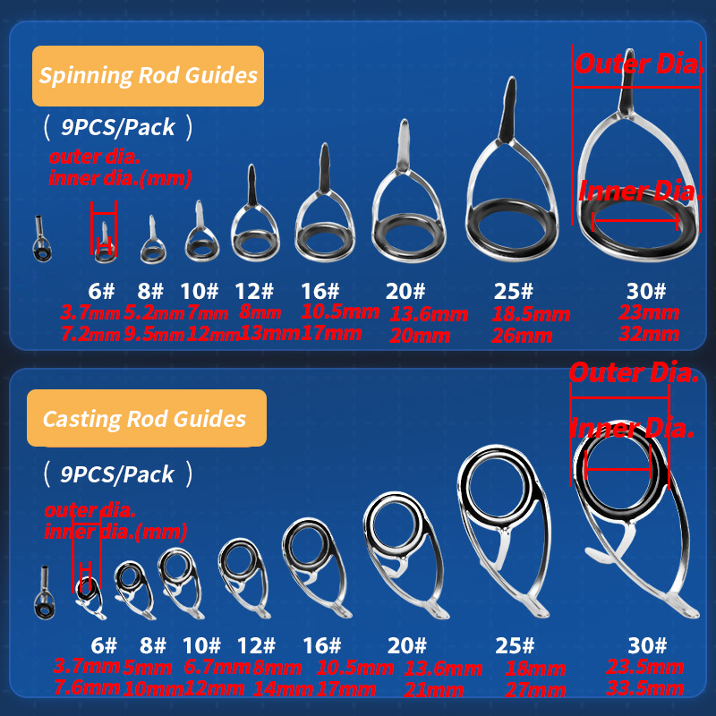 9Pcs Fishing Rod Guides Ring R - Fishing Rod Guide Replacement recensione e prezzo